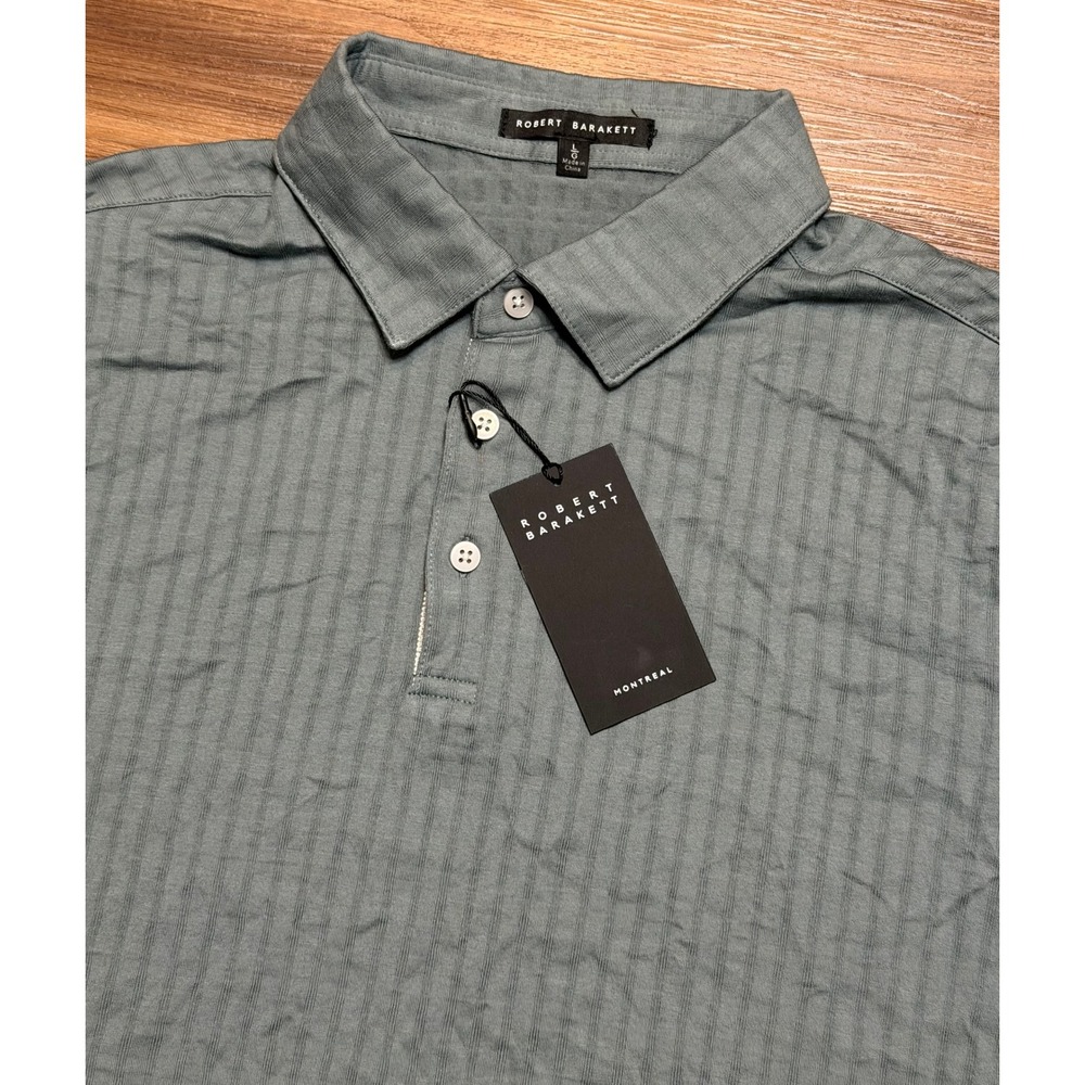 Robert Barakett Mozart SS Polo Balsam Green Textured Rib Knit Men's Sz L